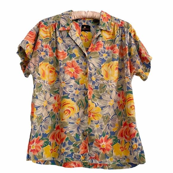 Vintage Liz Sport Floral Short Sleeve Blouse SP - Picture 1 of 8